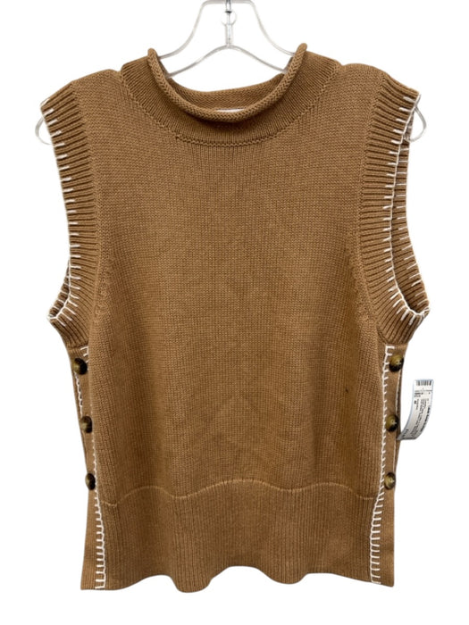 Cartolina Size M Beige & White Cotton & Cashmere Knit Side Button Sweater Beige & White / M