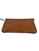 Tory Burch Camel Brown Leather Flap Closure embossed logo Clutch Bag Camel Brown