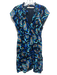 Marie Oliver Size XS Blue, Black & Orange Print Silk & Rayon Abstract Dress Blue, Black & Orange Print / XS