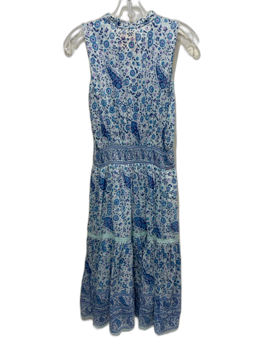 Bell Size XS Blue & Purple Cotton & Silk Floral Paisley Sleeveless Dress Blue & Purple / XS
