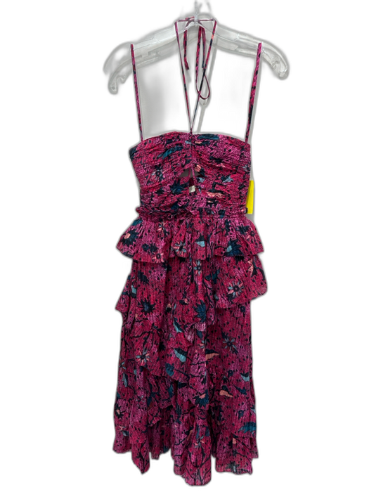 Ulla Johnson Size XS Pink, Blue & Black Cotton & Viscose Abstract Print Dress Pink, Blue & Black / XS