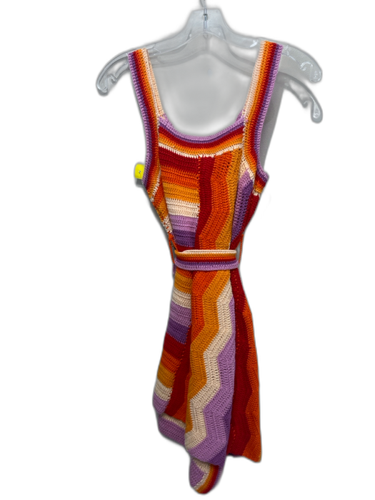 Farm Rio Size XS Orange, Red & Purple Cotton & Acrylic Crochet Knit Dress Orange, Red & Purple / XS