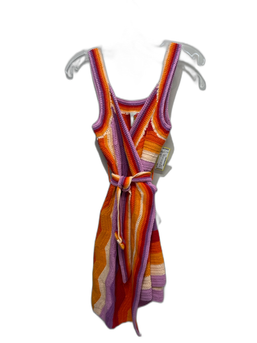 Farm Rio Size XS Orange, Red & Purple Cotton & Acrylic Crochet Knit Dress Orange, Red & Purple / XS