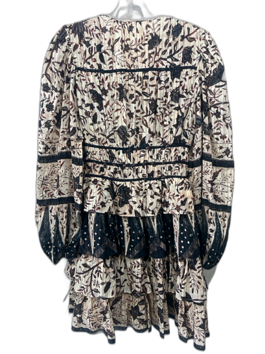 Ulla Johnson Size XS cream, navy & brown Cotton & Viscose Dotted Floral Dress cream, navy & brown / XS