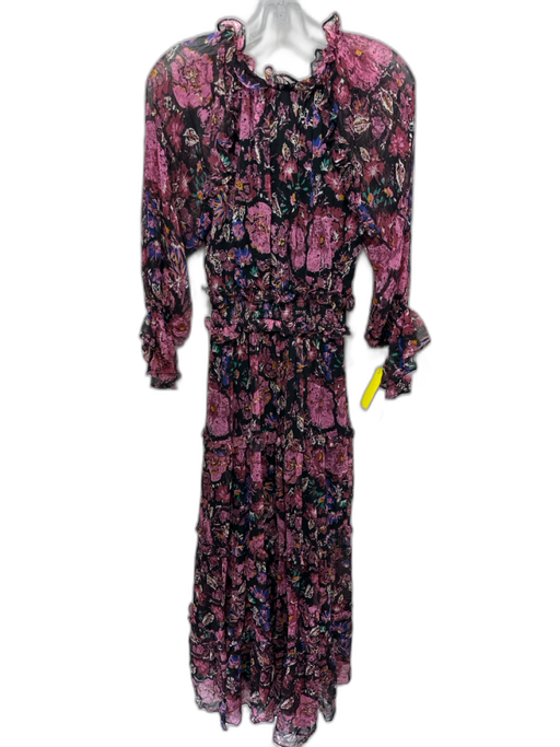 Cleobella Size XS Black, Purple & Multi Viscose & Cotton Floral Dress Black, Purple & Multi / XS