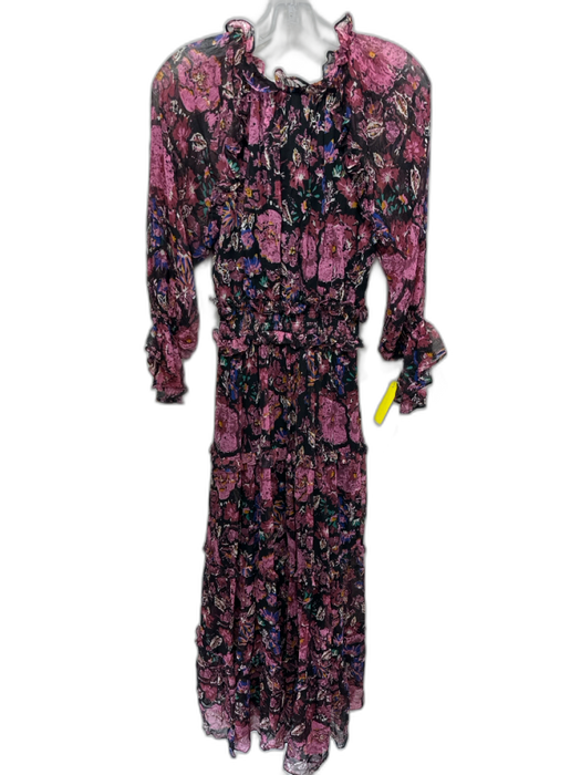 Cleobella Size XS Black, Purple & Multi Viscose & Cotton Floral Dress Black, Purple & Multi / XS