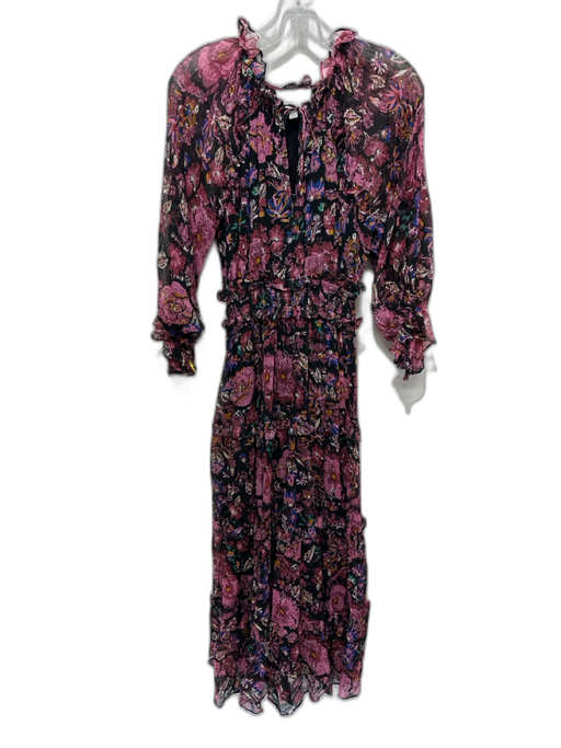 Cleobella Size XS Black, Purple & Multi Viscose & Cotton Floral Dress Black, Purple & Multi / XS