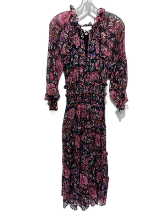 Cleobella Size XS Black, Purple & Multi Viscose & Cotton Floral Dress Black, Purple & Multi / XS