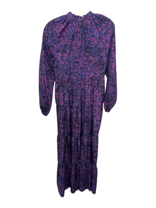 Marie Oliver Size XS Purple & Black Silk Abstract Splatter Long Sleeve Dress Purple & Black / XS