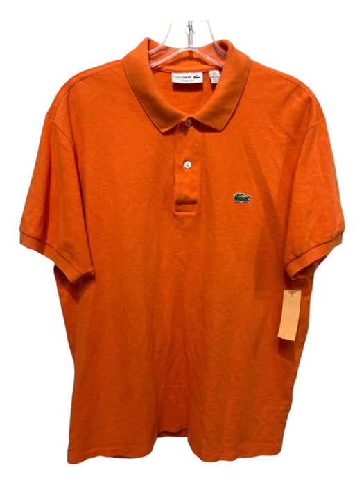 Lacoste Size XL Orange Cotton Solid Polo Men's Short Sleeve Orange / XL