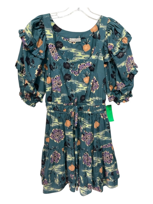 Ulla Johnson Size 2 Teal, Blue, Orange Cotton Accordion Pleats Above Knee Dress Teal, Blue, Orange / 2