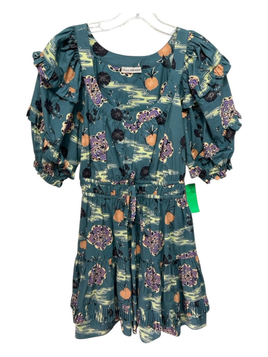 Ulla Johnson Size 2 Teal, Blue, Orange Cotton Accordion Pleats Above Knee Dress Teal, Blue, Orange / 2