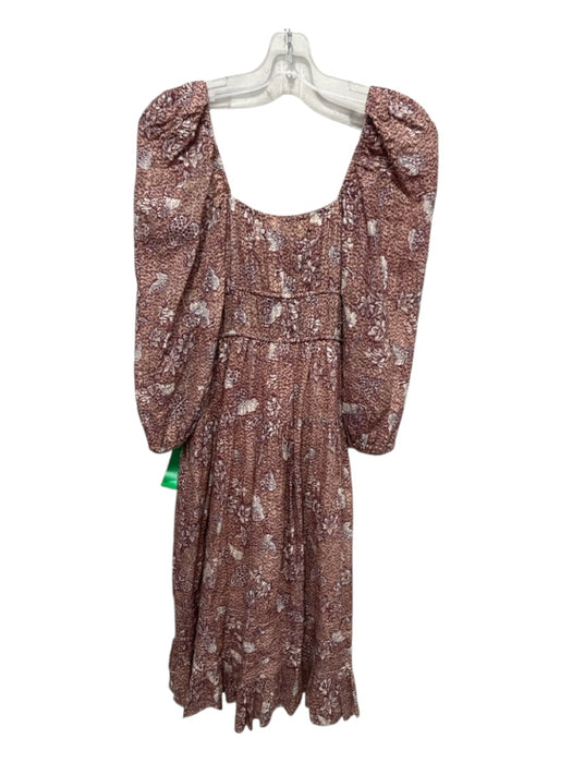 Ulla Johnson Size 00 red & beige Cotton Half Sleeve Flowers Empire Waist Dress red & beige / 00