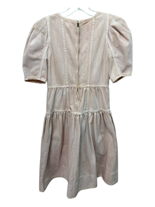 Ulla Johnson Size 00 Beige Pink Cotton Denim Tiered Puff Shoulder Midi Dress Beige Pink / 00