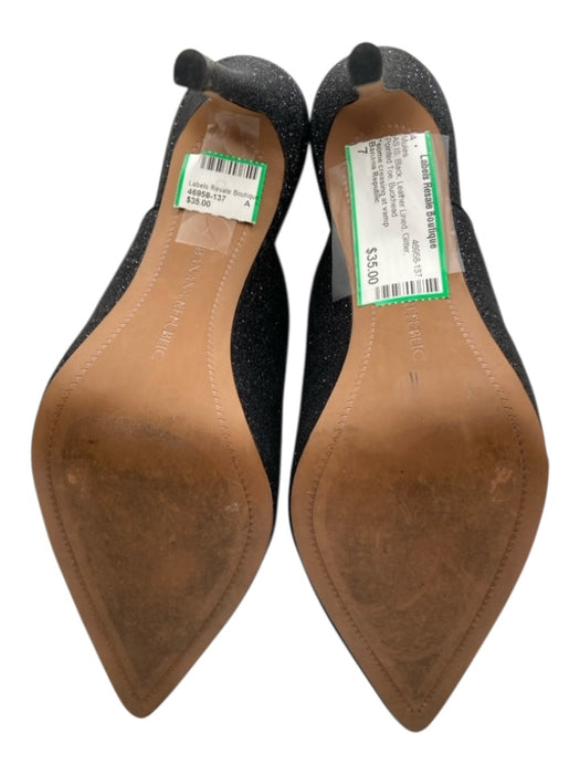Banana Republic Shoe Size 7 Black Leather Lined Glitter Pointed Toe Mules Black / 7