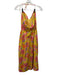 Rhode Size 0 Yellow & Multi Linen Sleeveless Floral Tie Neck Midi Dress Yellow & Multi / 0
