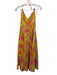 Rhode Size 0 Yellow & Multi Linen Sleeveless Floral Tie Neck Midi Dress Yellow & Multi / 0