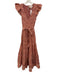 Cleobella Size XS Pink & White Cotton Ruffle Sleeves Floral V Neck Midi Dress Pink & White / XS