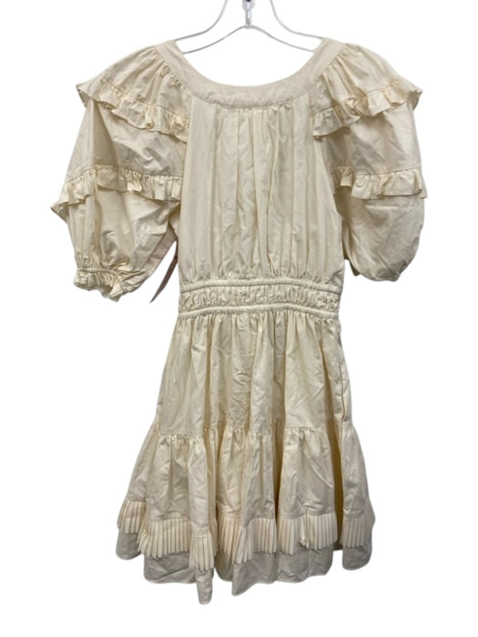 Ulla Johnson Size 00 Ivory Cotton Puff Short Sleeve Tiered Skirt Mini Dress Ivory / 00
