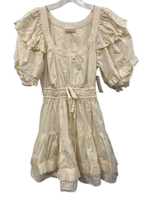 Ulla Johnson Size 00 Ivory Cotton Puff Short Sleeve Tiered Skirt Mini Dress Ivory / 00