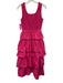 Rhode Size XS Hot pink Cotton tiered ruffle skirt smocked body Midi Dress Hot pink / XS