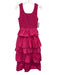 Rhode Size XS Hot pink Cotton tiered ruffle skirt smocked body Midi Dress Hot pink / XS