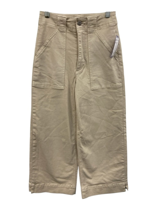 Joe's Size 24 Beige Cotton & Rayon Zip Fly High Rise Wide Leg Pants Beige / 24