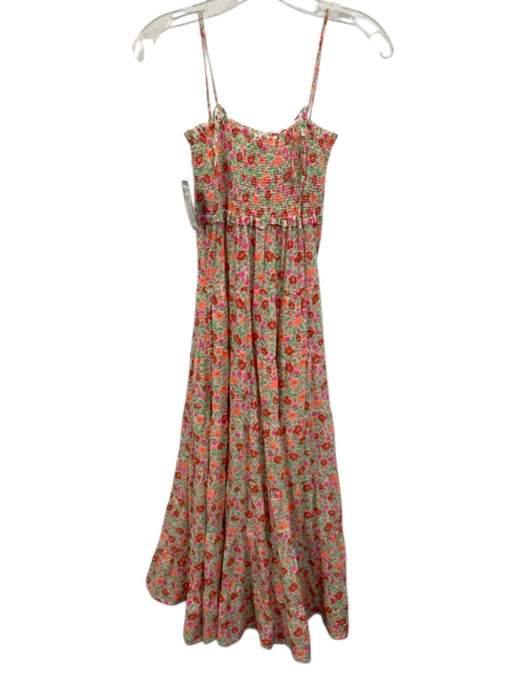 J Crew Size XXS Orange, Red, Green Cotton Blend Spaghetti Strap Midi Dress Orange, Red, Green / XXS