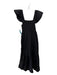 Aqua Size XS Black Cotton Smocked Bodice Ruffle Straps Midi Dress Black / XS