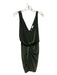 Misa Size M Olive Green Sleeveless Polyester Blend Gathered V Neck Knot Dress Olive Green / M