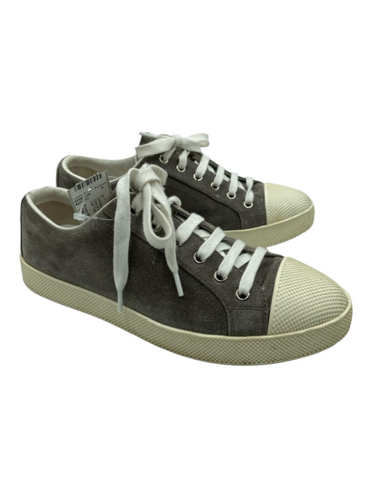 Prada Sport Shoe Size 38 Gray & White Suede & Rubber Lace Up Low Top Sneakers Gray & White / 38