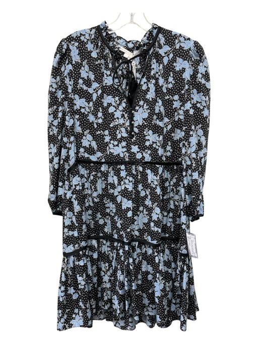Veronica Beard Size 2 Black, Blue, White Silk Blend floral & polka dot Dress Black, Blue, White / 2