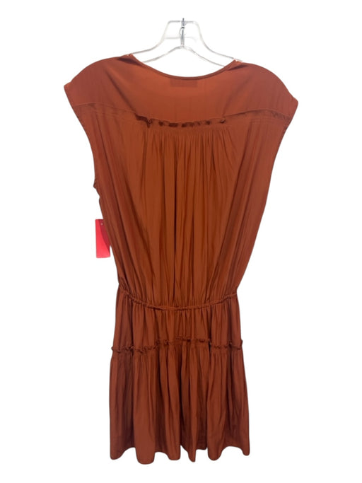 Ramy Brook Size XS Burnt Orange Polyester Sleeveless Surplice Tiered Dress Burnt Orange / XS