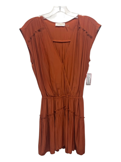 Ramy Brook Size XS Burnt Orange Polyester Sleeveless Surplice Tiered Dress Burnt Orange / XS