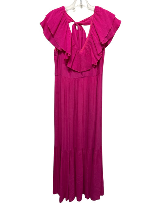 Marie Oliver Size 4 Hot pink Rayon & Silk Off Shoulder V Neck Tie Back Dress Hot pink / 4
