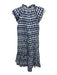 Veronica Beard Size 2 White & Navy Blue Cotton Checked Ruffle Cap Sleeve Dress White & Navy Blue / 2