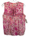 Rebecca Taylor Size 6 Mixed Pinks Silk Floral Paisley Sleeveless Tie V Neck Top Mixed Pinks / 6