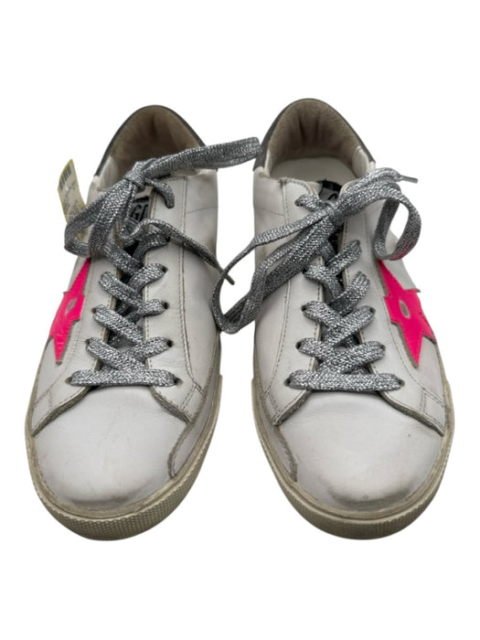 Golden Goose Shoe Size 36 White, Gray & Pink Leather Upper Distressed Sneakers White, Gray & Pink / 36