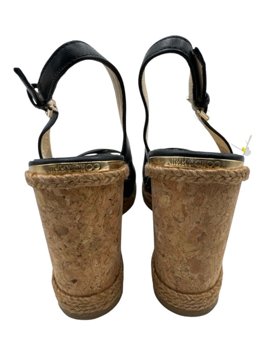 Jimmy Choo Shoe Size 38.5 Black & Beige Leather Upper Criss Cross Sandals Black & Beige / 38.5