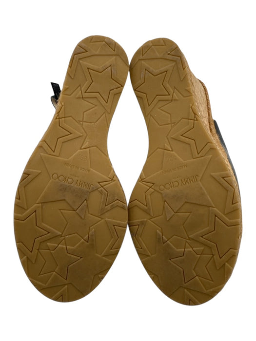 Jimmy Choo Shoe Size 38.5 Black & Beige Leather Upper Criss Cross Sandals Black & Beige / 38.5