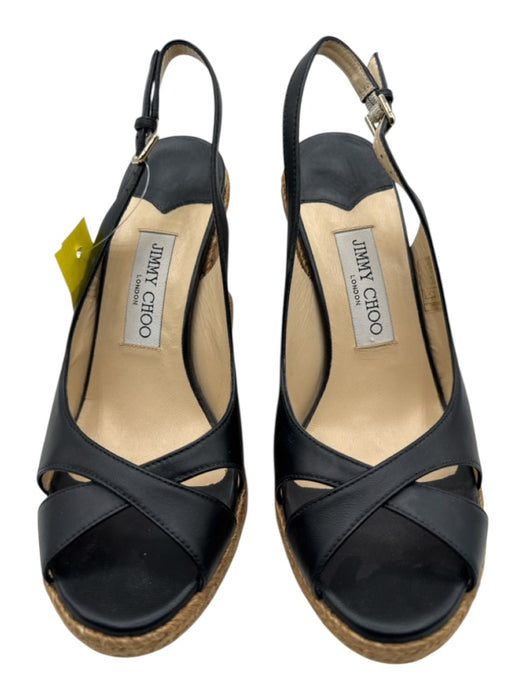 Jimmy Choo Shoe Size 38.5 Black & Beige Leather Upper Criss Cross Sandals Black & Beige / 38.5