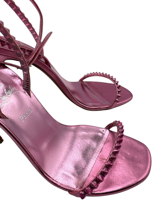 Christian Louboutin Shoe Size 38 Pink Leather Upper Metallic Spike Studs Sandals Pink / 38