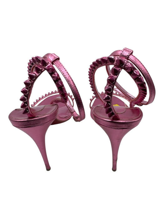 Christian Louboutin Shoe Size 38 Pink Leather Upper Metallic Spike Studs Sandals Pink / 38