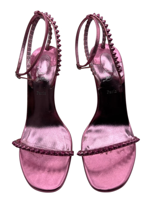 Christian Louboutin Shoe Size 38 Pink Leather Upper Metallic Spike Studs Sandals Pink / 38