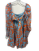 Alice + Olivia Size M Blue & Orange Cotton & Silk Long Sleeve Open Back Dress Blue & Orange / M