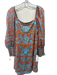 Alice + Olivia Size M Blue & Orange Cotton & Silk Long Sleeve Open Back Dress Blue & Orange / M