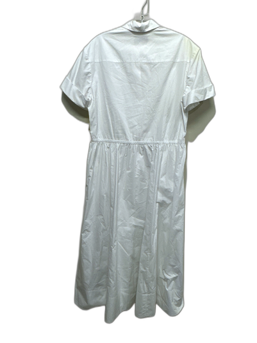 Cara Cara Size S White Cotton Short Sleeve Tie Waist Buttons Collar Dress White / S