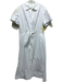 Cara Cara Size S White Cotton Short Sleeve Tie Waist Buttons Collar Dress White / S