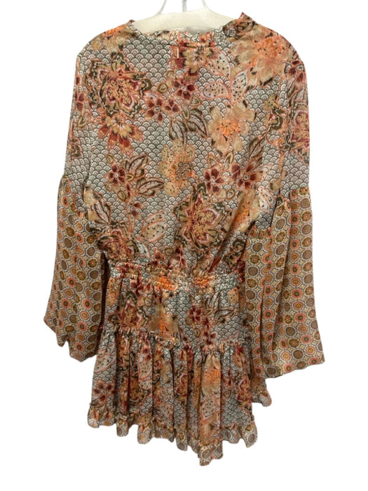 Misa Size M Orange, Green & Multi Polyester Chiffon Floral & Abstract Dress Orange, Green & Multi / M