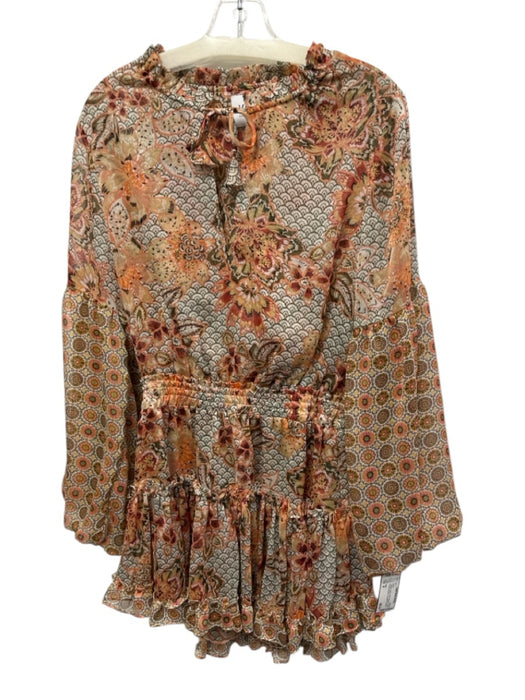 Misa Size M Orange, Green & Multi Polyester Chiffon Floral & Abstract Dress Orange, Green & Multi / M